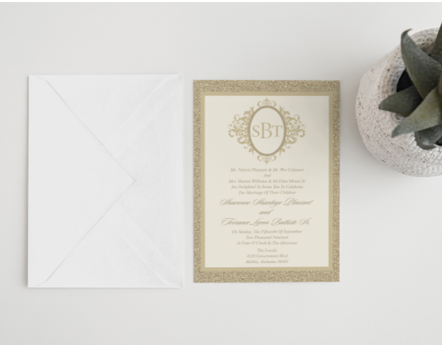 Gold Wedding Invitations 5"x7"