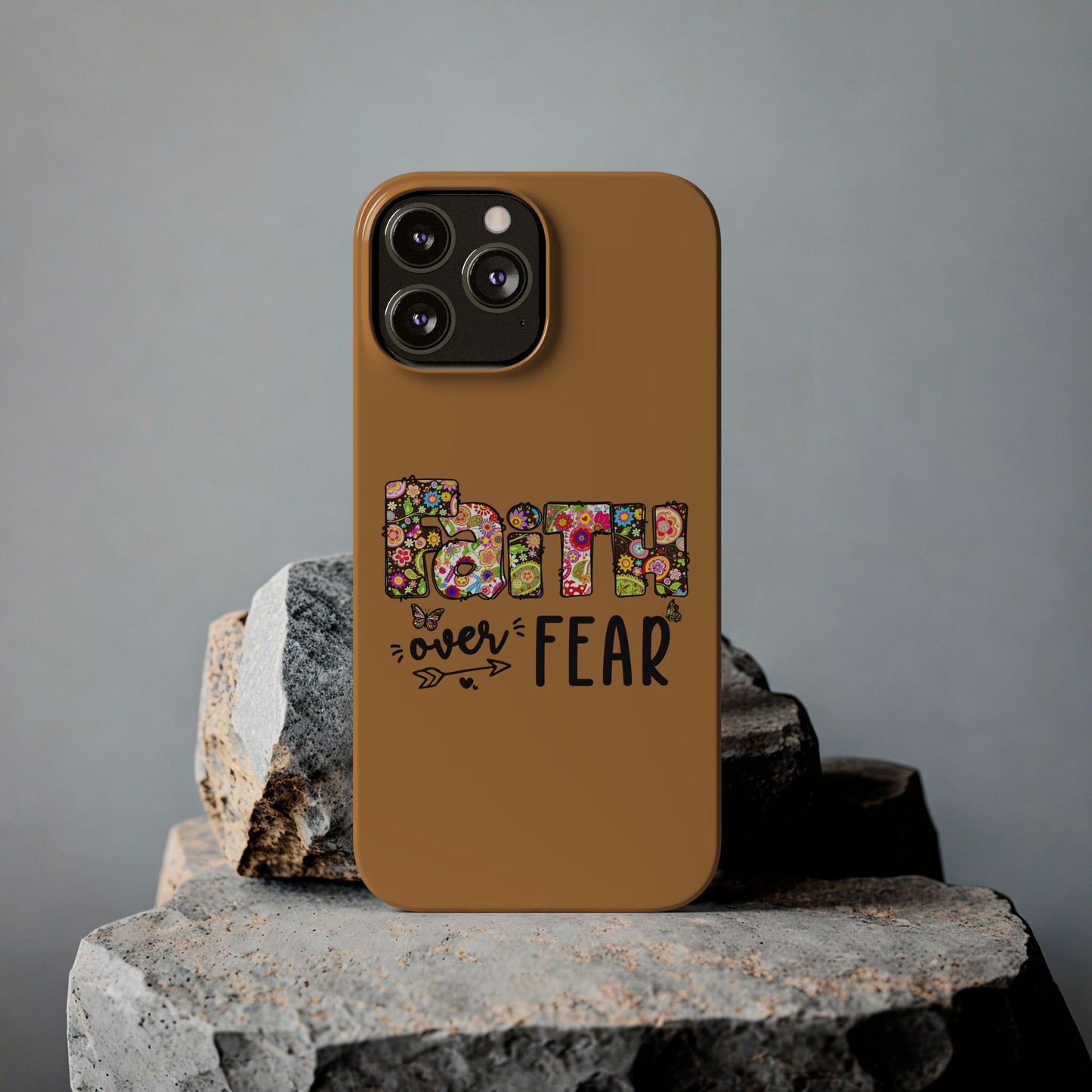 Faith Over Fear Slim Phone Case - Christian Fashion Gifts for Christmas, Religious Phone Cover, Inspirational Smartphone Case, Christian