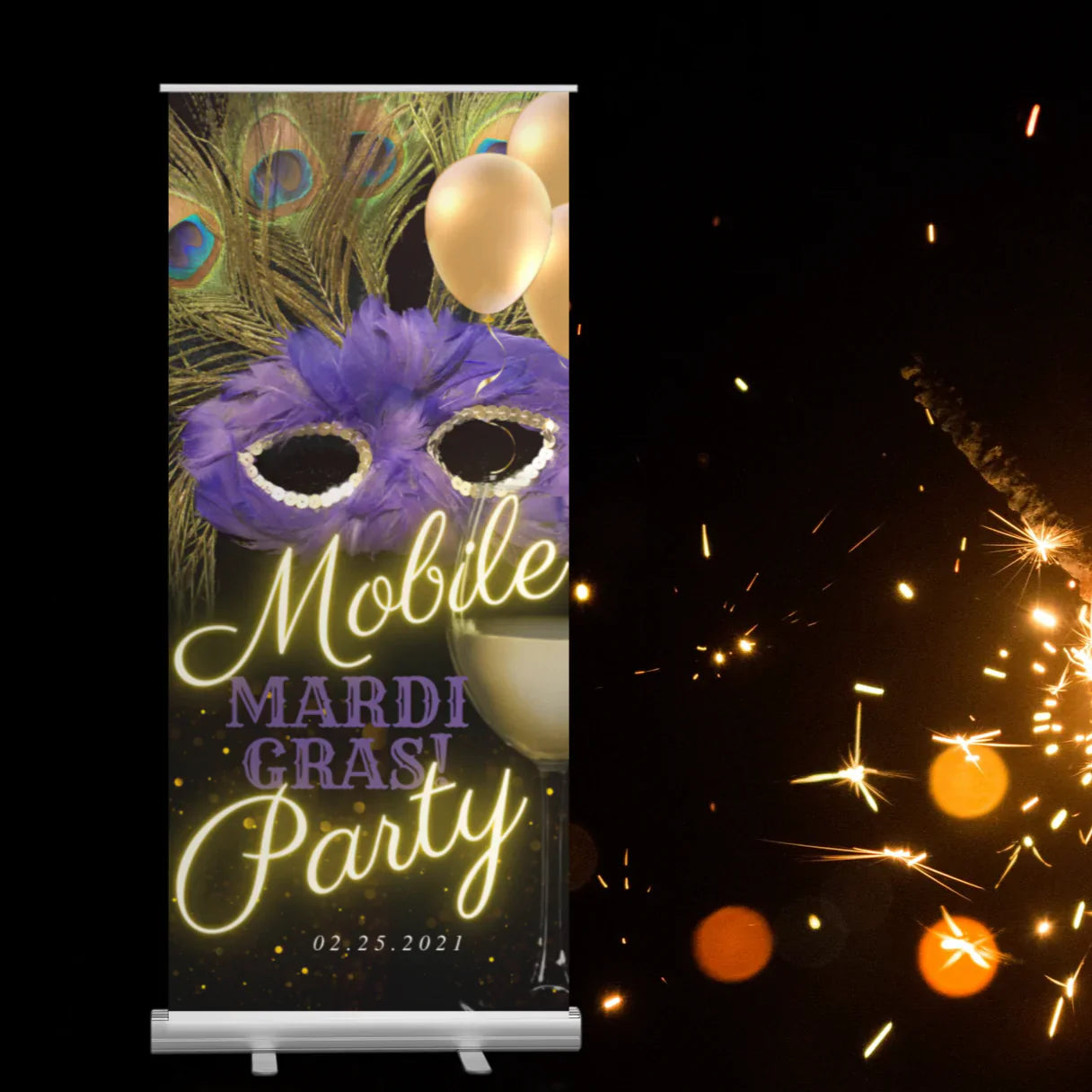 Mardi Gras Retractable Banner or Banner only - 33.5" x 78.7"