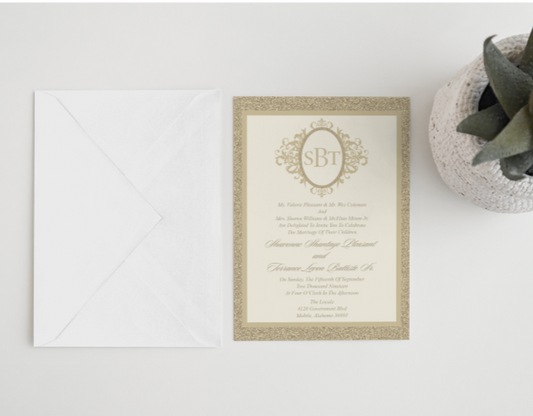 Gold Wedding Invitations 5"x7"