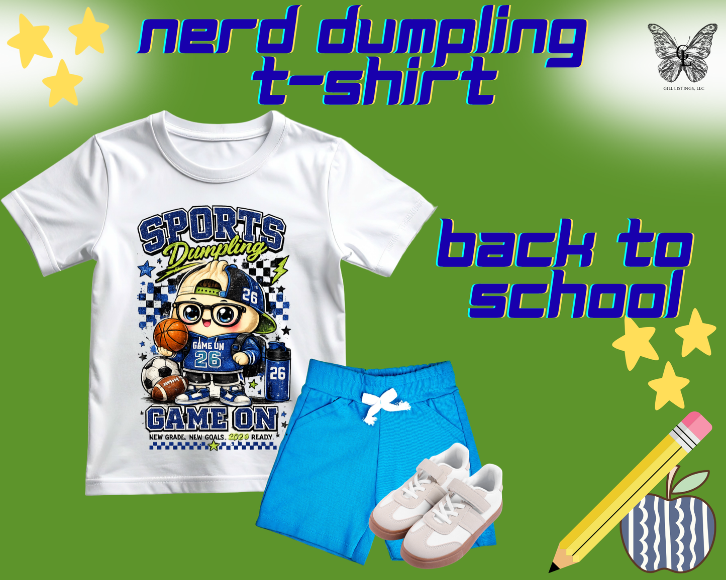 Cute Nerd Dumpling T-Shirt | First Day of School Shirt | Custom Grade Tee | Girls School Outfit