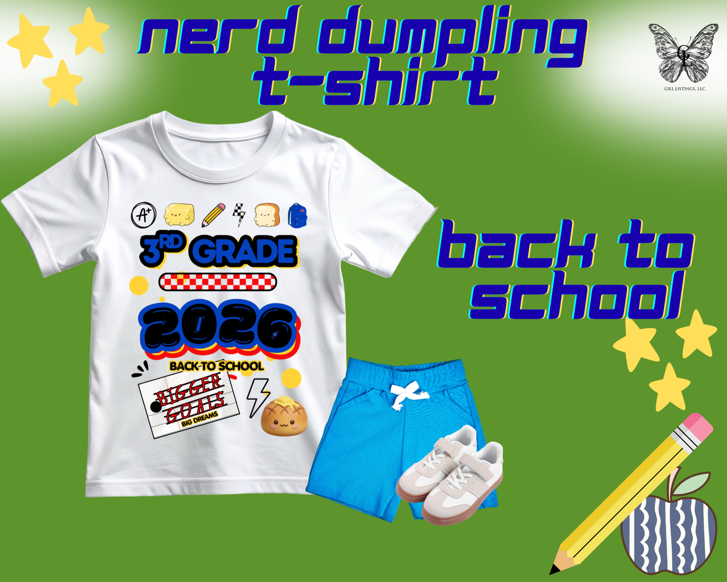 Cute Nerd Dumpling T-Shirt | First Day of School Shirt | Custom Grade Tee | Girls School Outfit (Copy)