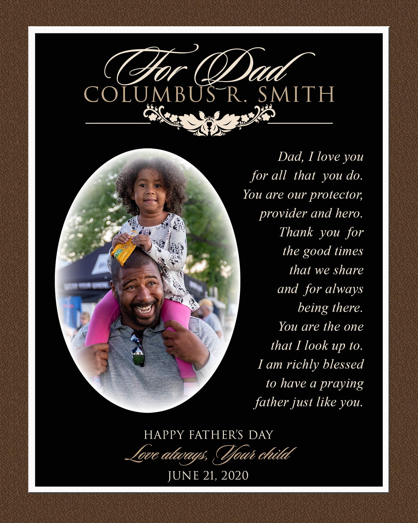Custom Father's Day Plaques FRAME INCLUDED